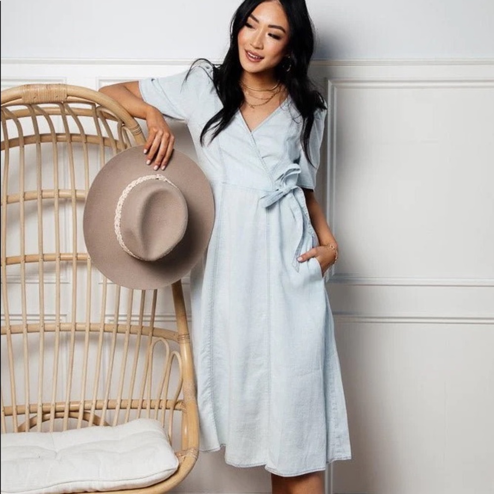 Denim / chambray blue midi dress
